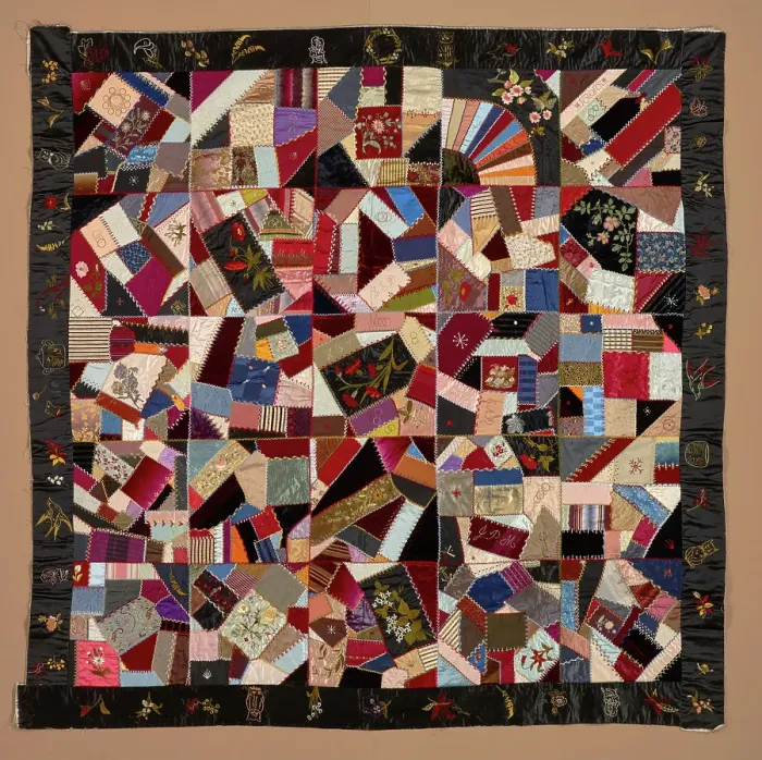 Framed Print : Crazy Quilt Top, about 1890. Creator: Unknown Framed Print : Crazy Quilt Top, about 1890. Creator: Unknown