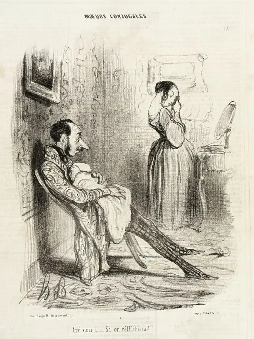 Framed Print : Cré nom!...Si on réfléchissait!.. 1839. Creator: Honore Daumier Framed Print : Cré nom!...Si on réfléchissait!.. 1839. Creator: Honore Daumier