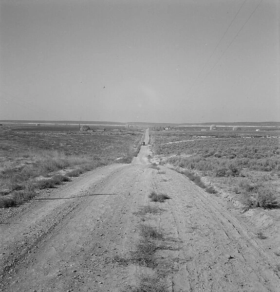 The cream truck coming down the road... Nyssa Heights, Malheur County, Oregon, 1939. Creator: Dorothea Lange