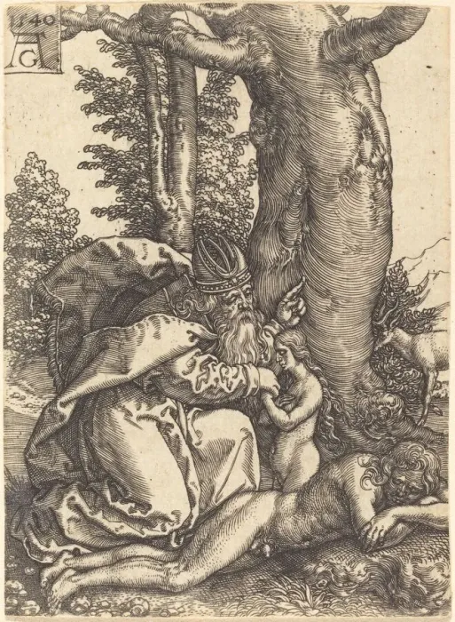 Framed Print : The Creation of Eve, 1540. Creator: Heinrich Aldegrever Framed Print : The Creation of Eve, 1540. Creator: Heinrich Aldegrever