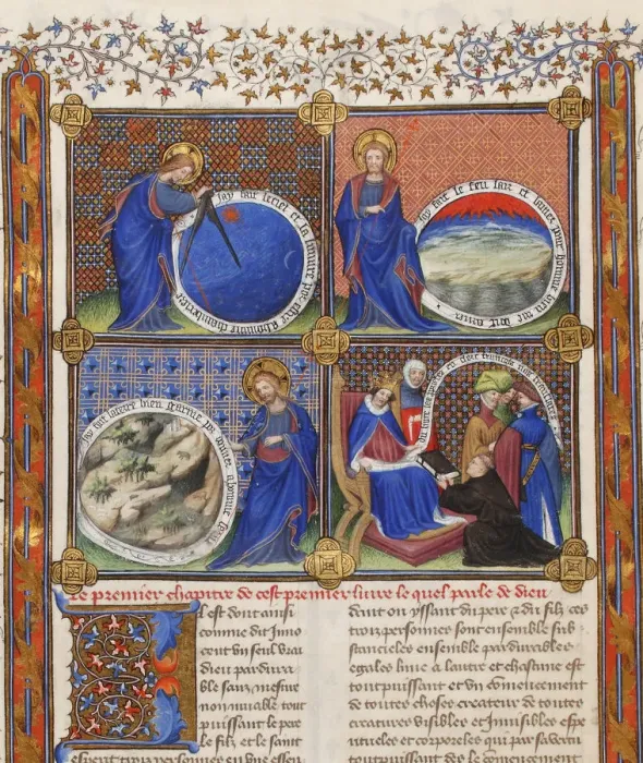 Framed Print : The Creation (From: Livre des propietes des choses by Barthelemy l Anglais). Artist: Anonymous Framed Print : The Creation (From: Livre des propietes des choses by Barthelemy l Anglais). Artist: Anonymous