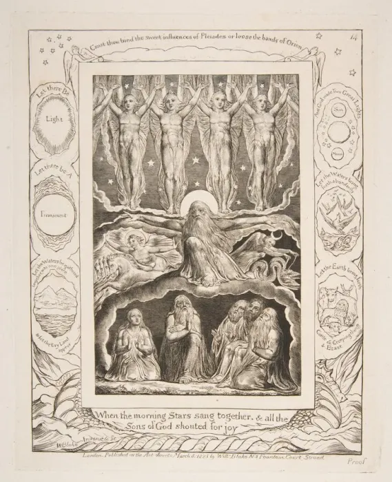 Framed Print : The Creation, from Illustrations of the Book of Job, 1825-26. Creator: William Blake Framed Print : The Creation, from Illustrations of the Book of Job, 1825-26. Creator: William Blake