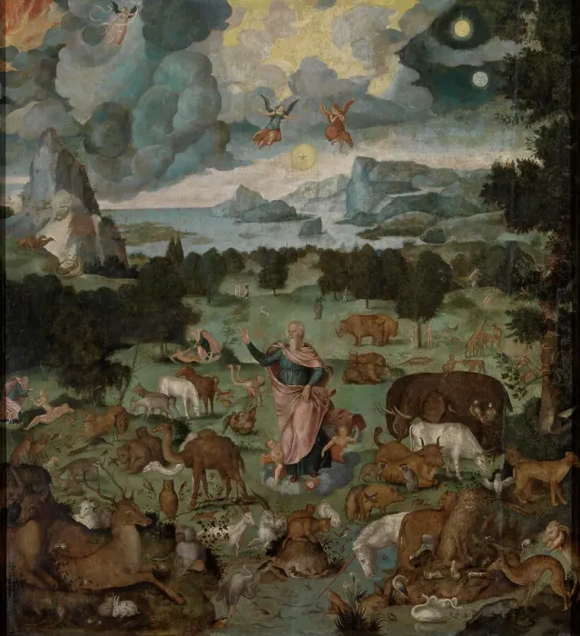 Framed Print : The Creation of the World and the Garden of Eden, 1560. Creator: Anon Framed Print : The Creation of the World and the Garden of Eden, 1560. Creator: Anon