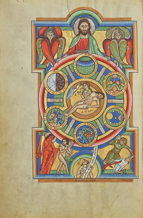 Framed Print : The Creation of the World; Stammheim Missal, probably 1170s. Creator: Unknown