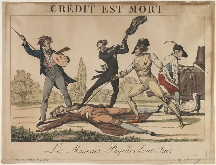 Framed Print : Credit est Mort (Credit is dead), Early 19th cen Artist: Anonymous Framed Print : Credit est Mort (Credit is dead), Early 19th cen Artist: Anonymous
