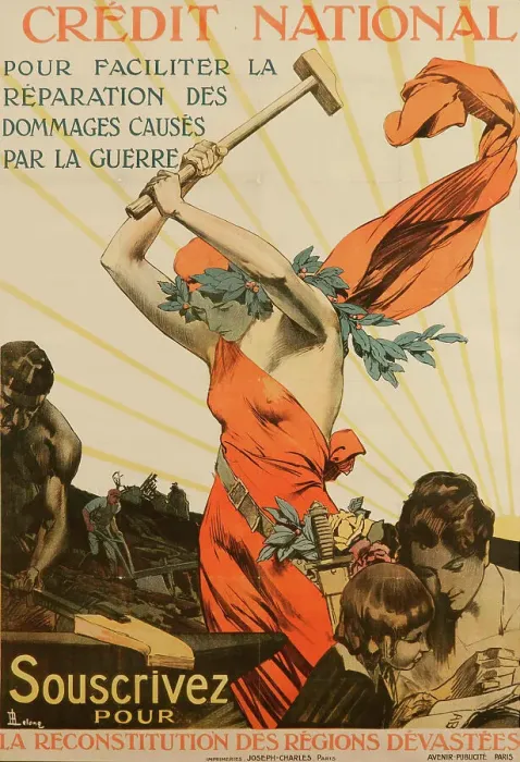 Framed Print : Credit National To Facilitate Repair of Damage Caused By War, 1918. Creator: Lelong; René (1871-1933) Framed Print : Credit National To Facilitate Repair of Damage Caused By War, 1918. Creator: Lelong; René (1871-1933)