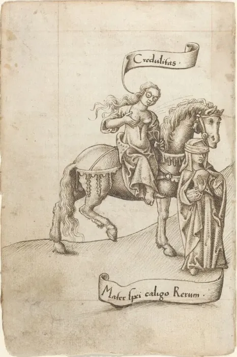 Framed Print : Credulity Preparing to Nurse the Mother of Hope [fol. 18 verso], c. 1512  /  1515