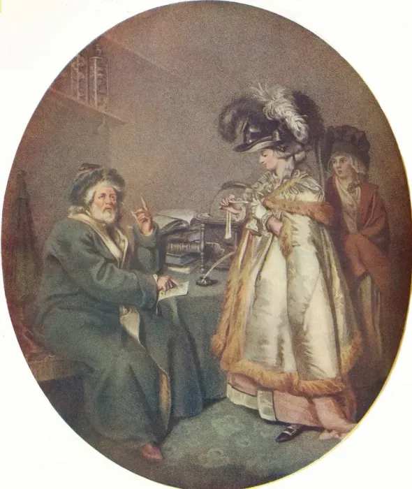 Framed Print : The Credulous Lady and Astrologer, 1786. Artists: John Raphael Smith, Peter Simon Framed Print : The Credulous Lady and Astrologer, 1786. Artists: John Raphael Smith, Peter Simon