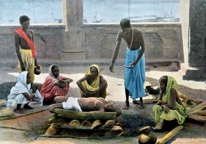 Framed Print : Cremation in India, c1890. Artist: Gillot Framed Print : Cremation in India, c1890. Artist: Gillot