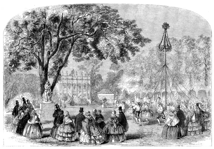 Framed Print : Cremorne Gardens - the Maypole Dance, 1858. Creator: Unknown Framed Print : Cremorne Gardens - the Maypole Dance, 1858. Creator: Unknown