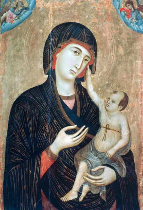 Framed Print : Crevole Madonna, c1284. Artist: Duccio di Buoninsegna Framed Print : Crevole Madonna, c1284. Artist: Duccio di Buoninsegna