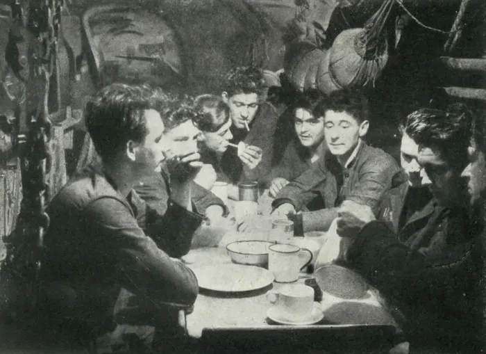 Framed Print : Crew of a British submarine in the mess room, World War II, 1945. Creator: Unknown Framed Print : Crew of a British submarine in the mess room, World War II, 1945. Creator: Unknown