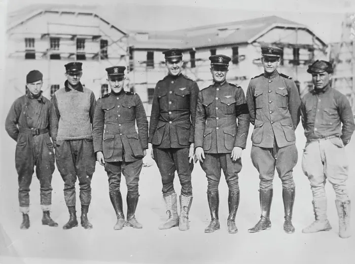 Framed Print : Crew of Navy dirigible, 1919. Creator: Bain News Service Framed Print : Crew of Navy dirigible, 1919. Creator: Bain News Service
