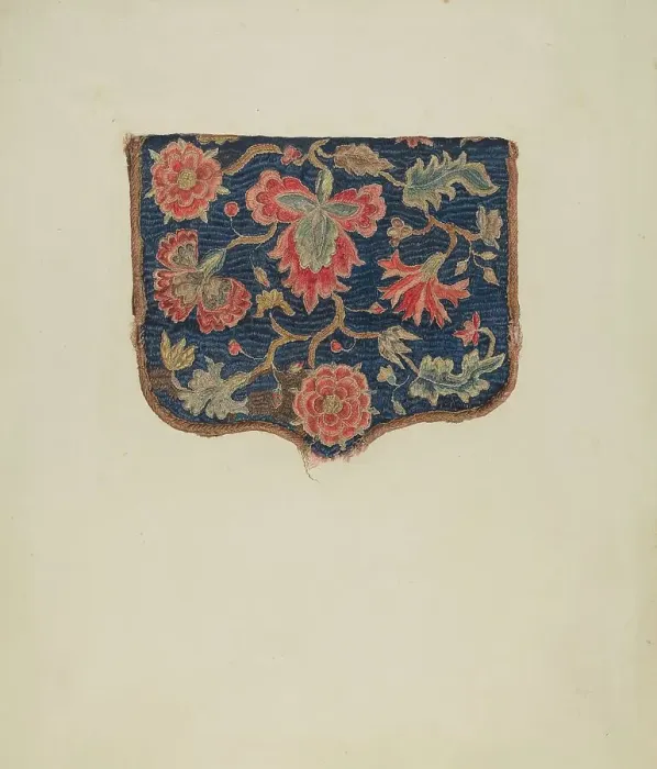 Framed Print : Crewel Purse, c. 1939. Creator: Eleanor Alexander Framed Print : Crewel Purse, c. 1939. Creator: Eleanor Alexander