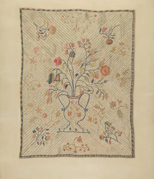 Framed Print : Crewel Wall Hanging, c. 1937. Creator: Isabelle De Strange Framed Print : Crewel Wall Hanging, c. 1937. Creator: Isabelle De Strange