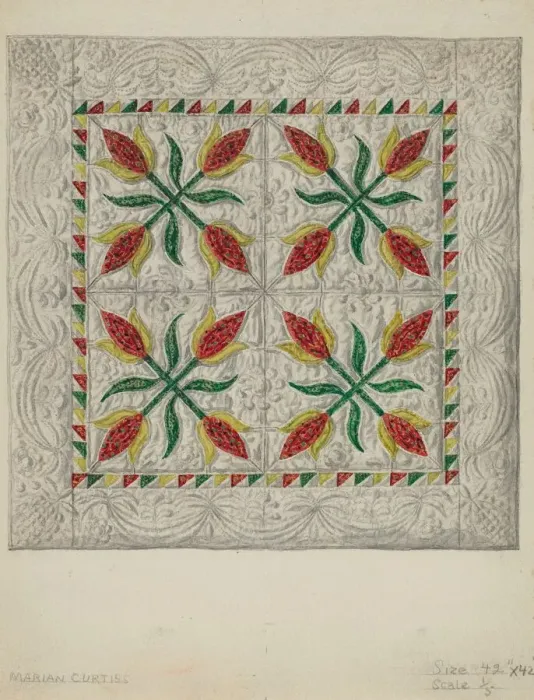 Framed Print : Crib Coverlet, 1935 / 1942. Creator: Marian Curtis Foster Framed Print : Crib Coverlet, 1935 / 1942. Creator: Marian Curtis Foster