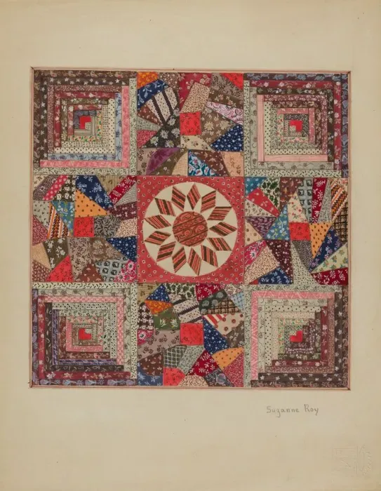 Framed Print : Crib Coverlet, c. 1936. Creator: Suzanne Roy Framed Print : Crib Coverlet, c. 1936. Creator: Suzanne Roy