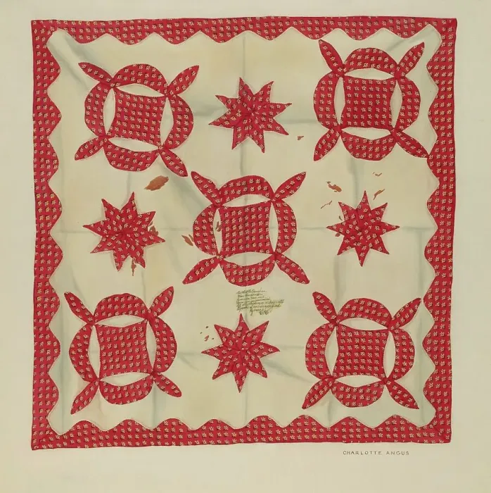 Framed Print : Crib Quilt, 1935 / 1942. Creator: Charlotte Angus Framed Print : Crib Quilt, 1935 / 1942. Creator: Charlotte Angus