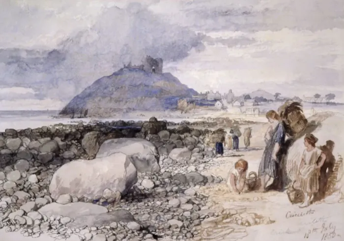Framed Print : Criccieth, Wales, 1850. Artist: Sir John Gilbert Framed Print : Criccieth, Wales, 1850. Artist: Sir John Gilbert