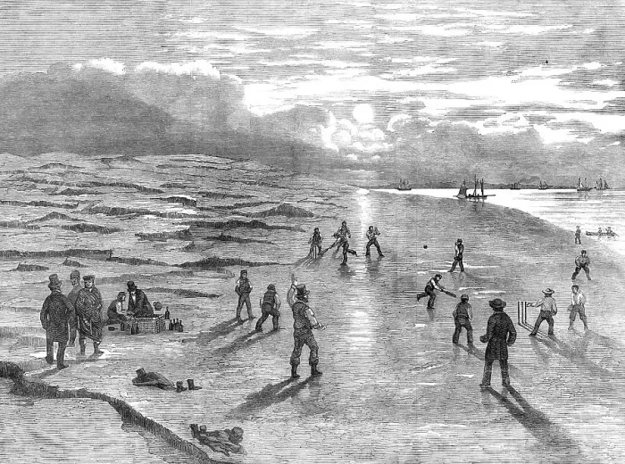 Framed Print : Cricket Match upon the Goodwin Sands, 1854. Creator: Unknown Framed Print : Cricket Match upon the Goodwin Sands, 1854. Creator: Unknown