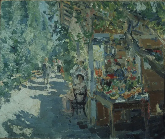 Framed Print : The Crimea. Fruit store, 1913. Artist: Korovin, Konstantin Alexeyevich (1861-1939) Framed Print : The Crimea. Fruit store, 1913. Artist: Korovin, Konstantin Alexeyevich (1861-1939)