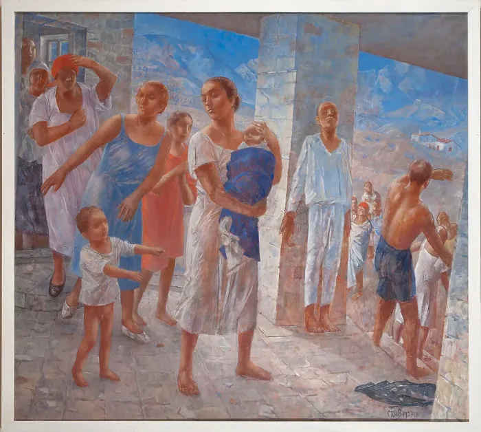 Framed Print : Crimean earthquake, 1927-1928. Creator: Petrov-Vodkin, Kuzma Sergeyevich (1878-1939) Framed Print : Crimean earthquake, 1927-1928. Creator: Petrov-Vodkin, Kuzma Sergeyevich (1878-1939)