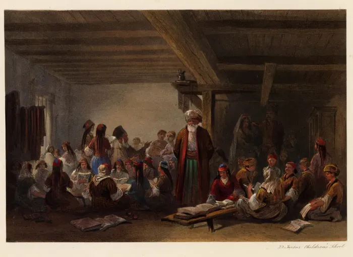 Framed Print : Crimean Tatars Childrens School, 1856. Artist: Bossoli, Carlo (1815-1884) Framed Print : Crimean Tatars Childrens School, 1856. Artist: Bossoli, Carlo (1815-1884)