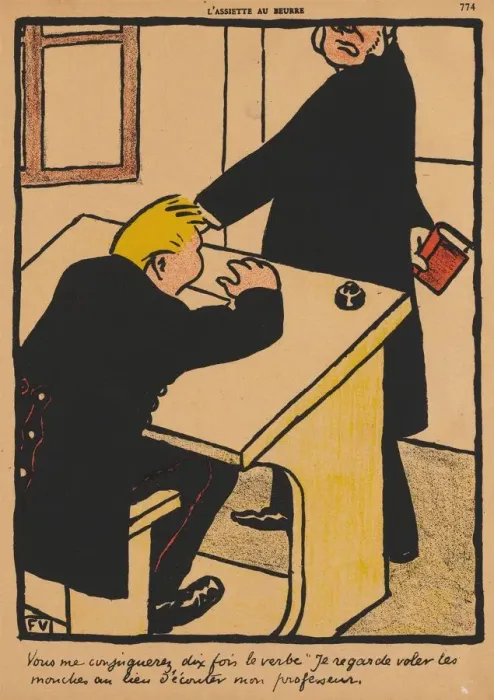 Framed Print : Crimes and Punishments XVII, 774: You shall conjugate, 1871. Creator: Felix Vallotton Framed Print : Crimes and Punishments XVII, 774: You shall conjugate, 1871. Creator: Felix Vallotton