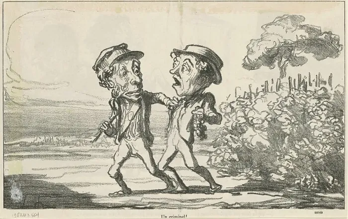 Framed Print : Un crimimel!, 19th century. Creator: Honore Daumier Framed Print : Un crimimel!, 19th century. Creator: Honore Daumier