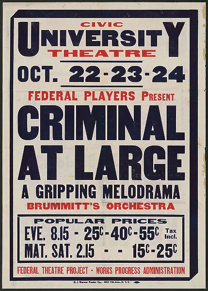 Criminal At Large, Syracuse, NY, [193-]. Creator: Unknown