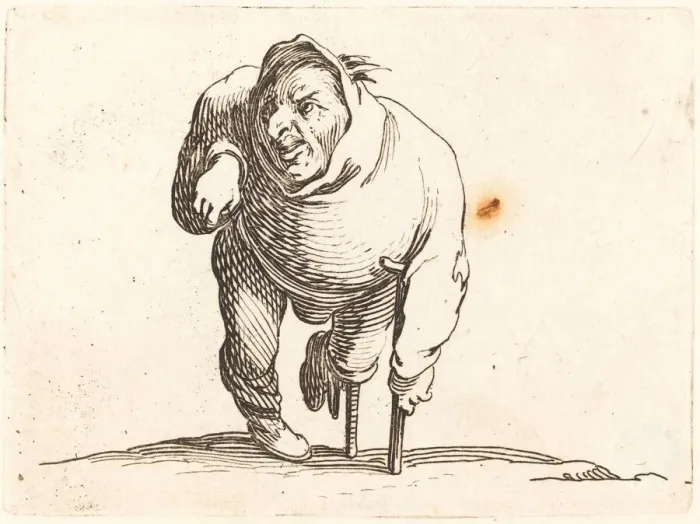 Framed Print : Cripple with Crutch and Wooden Leg, c. 1622. Creator: Jacques Callot Framed Print : Cripple with Crutch and Wooden Leg, c. 1622. Creator: Jacques Callot