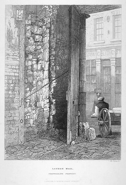 Cripplegate Postern, in the churchyard of St Giles without Cripplegate, London Wall, London, 1851
