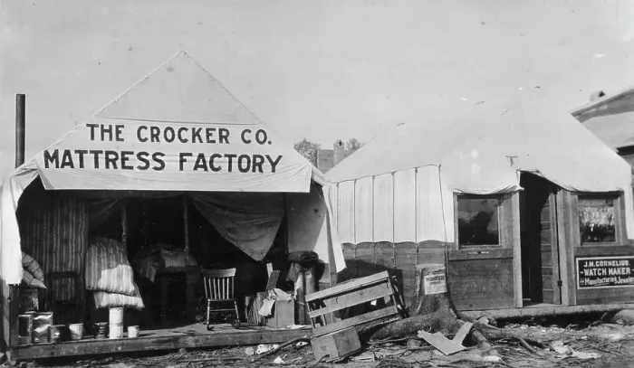 Framed Print : The Crocker Co. Mattress Factory, between c1900 and c1930. Creator: Unknown Framed Print : The Crocker Co. Mattress Factory, between c1900 and c1930. Creator: Unknown