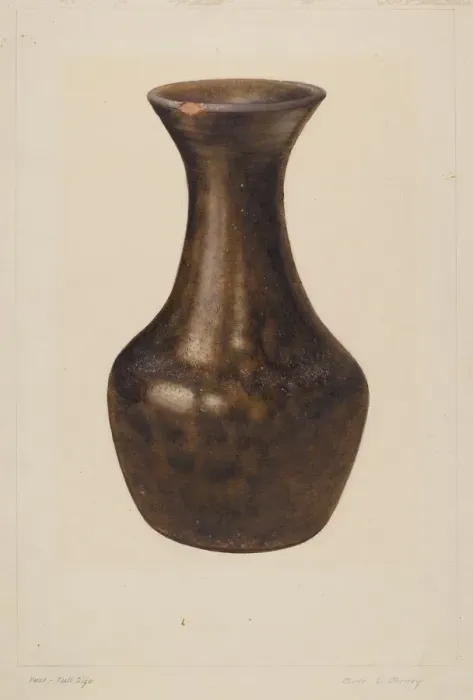 Framed Print : Crockery Flower Vase, c. 1938. Creator: Clyde L. Cheney Framed Print : Crockery Flower Vase, c. 1938. Creator: Clyde L. Cheney