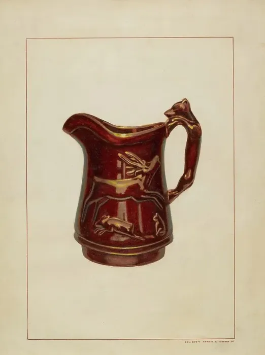 Framed Print : Crockery Pitcher, c. 1938. Creator: Ernest A Towers Jr Framed Print : Crockery Pitcher, c. 1938. Creator: Ernest A Towers Jr