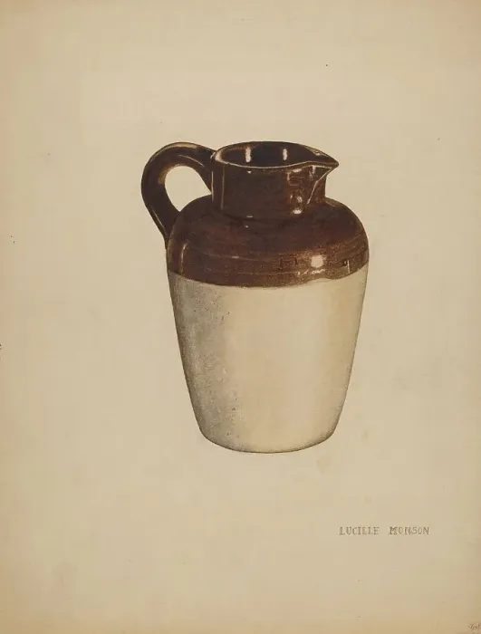 Framed Print : Crockery Pitcher, c. 1940. Creator: Lucille Manson Framed Print : Crockery Pitcher, c. 1940. Creator: Lucille Manson