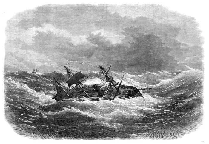 Framed Print : The Crocodile Indian troop-ship in a storm, 1870. Creator: Unknown Framed Print : The Crocodile Indian troop-ship in a storm, 1870. Creator: Unknown