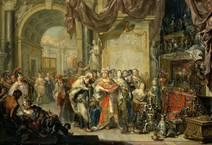 Framed Print : Croesus and Solon. Artist: Platzer, Johann Georg (1704-1761)