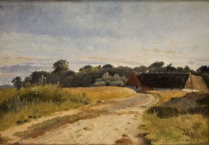 Framed Print : A Croft at Lodskov near Vognserup Manor. Study, 1846. Creator: Johan Thomas Lundbye Framed Print : A Croft at Lodskov near Vognserup Manor. Study, 1846. Creator: Johan Thomas Lundbye