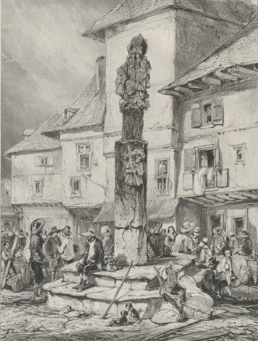 Framed Print : Croix de Chaudesaigues, 1831. Creator: Godefroy Engelmann Framed Print : Croix de Chaudesaigues, 1831. Creator: Godefroy Engelmann