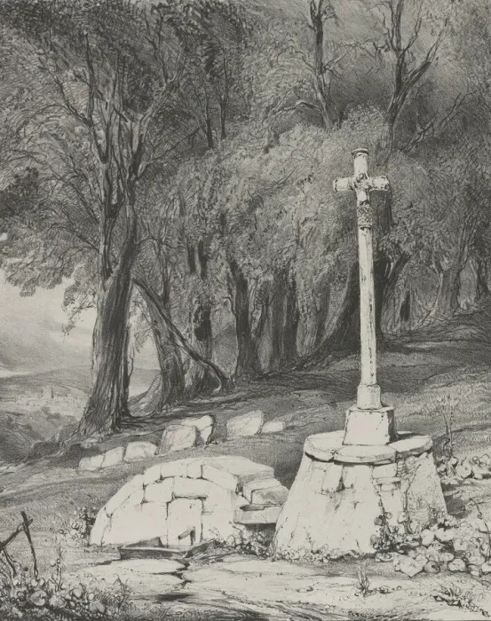 Framed Print : Croix sur la route de Clermont aRoyal, 1831. Creator: Godefroy Engelmann Framed Print : Croix sur la route de Clermont aRoyal, 1831. Creator: Godefroy Engelmann