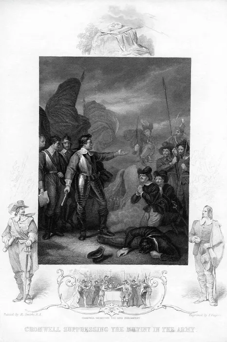Framed Print : Cromwell Suppressing the Mutiny in the Army, c1640s, (19th century). Artist: J Rogers Framed Print : Cromwell Suppressing the Mutiny in the Army, c1640s, (19th century). Artist: J Rogers