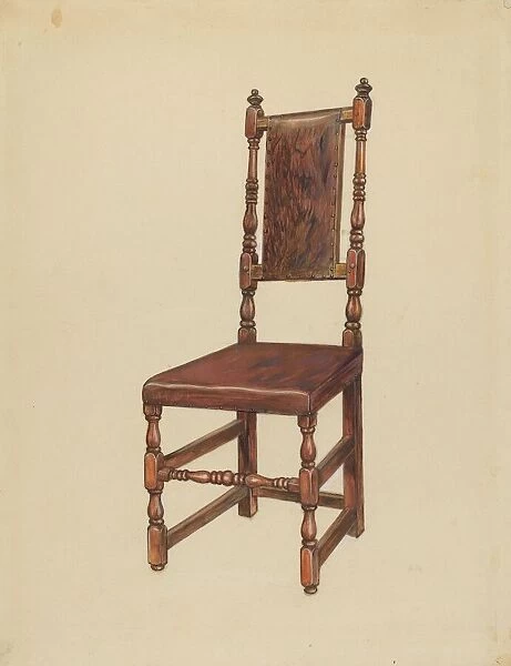 Cromwellian Leather Side Chair, 1935  /  1942. Creator: Gilbert Sackerman