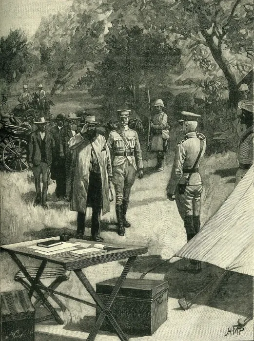 Framed Print : Cronje's Surrender, 27 February 1900, (c1900). Creator: Marguerite Jacob Framed Print : Cronje's Surrender, 27 February 1900, (c1900). Creator: Marguerite Jacob