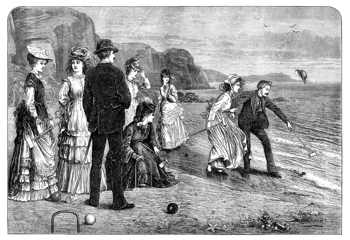 Framed Print : Croquet under difficulties, 1871. Creator: William Hollidge Framed Print : Croquet under difficulties, 1871. Creator: William Hollidge