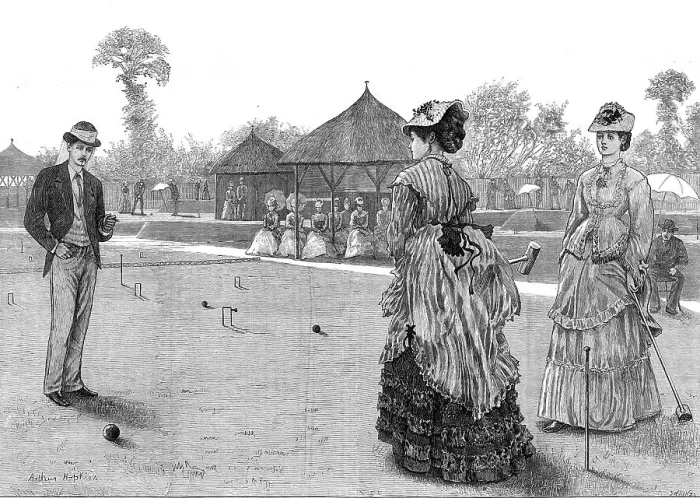 Framed Print : The last croquet game of the season, 1872. Creator: Joseph Swain Framed Print : The last croquet game of the season, 1872. Creator: Joseph Swain