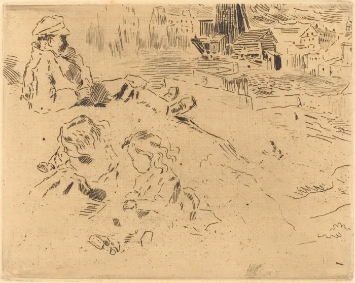 Framed Print : Croquis de Enfants (Sketches of Children). Creator: Felix Hilaire Buhot Framed Print : Croquis de Enfants (Sketches of Children). Creator: Felix Hilaire Buhot