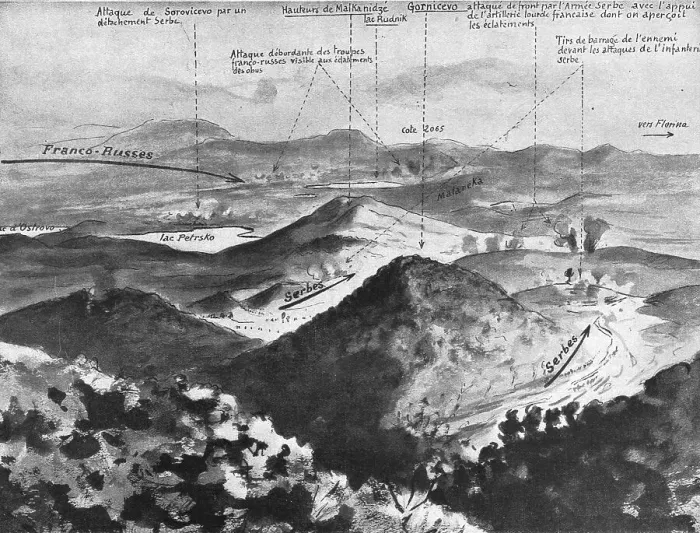 Framed Print : Croquis panoramique de la bataille de Gornitchevo (12 - 14 septembre), 1916. Creator: Unknown Framed Print : Croquis panoramique de la bataille de Gornitchevo (12 - 14 septembre), 1916. Creator: Unknown