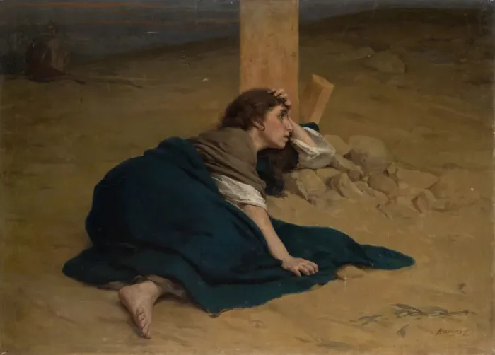 Framed Print : By the Cross. Artist: Maniser, Genrich Matveyevich (1847-1925) Framed Print : By the Cross. Artist: Maniser, Genrich Matveyevich (1847-1925)