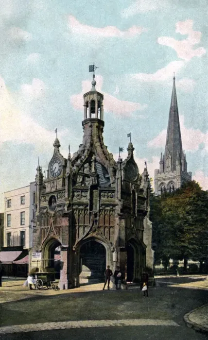 Framed Print : The Cross and Cathedral, Chichester, West Sussex, early 20th century Framed Print : The Cross and Cathedral, Chichester, West Sussex, early 20th century